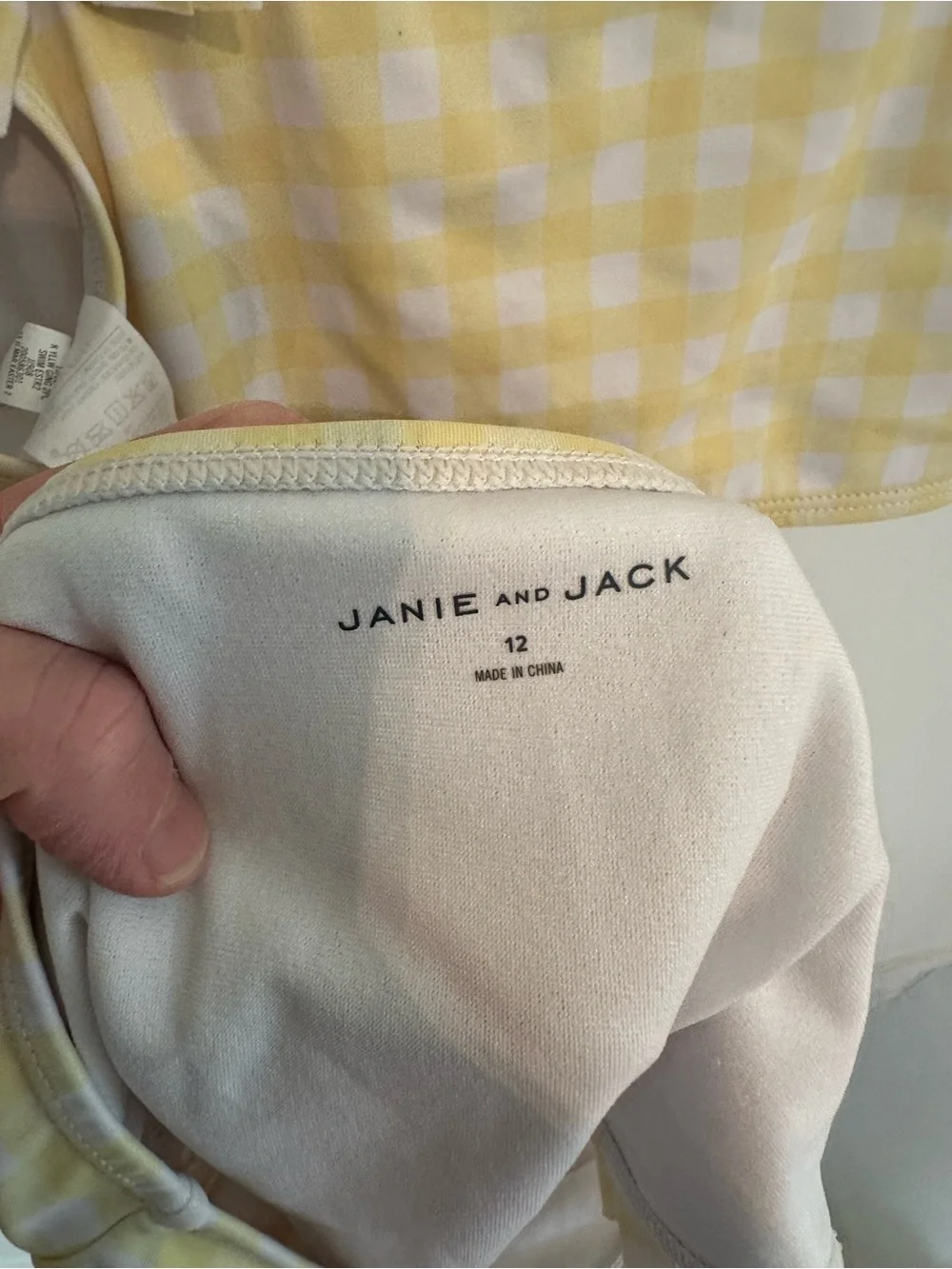 Janie and Jack Yellow and White Gingham Ruffle Two-Piece size 12